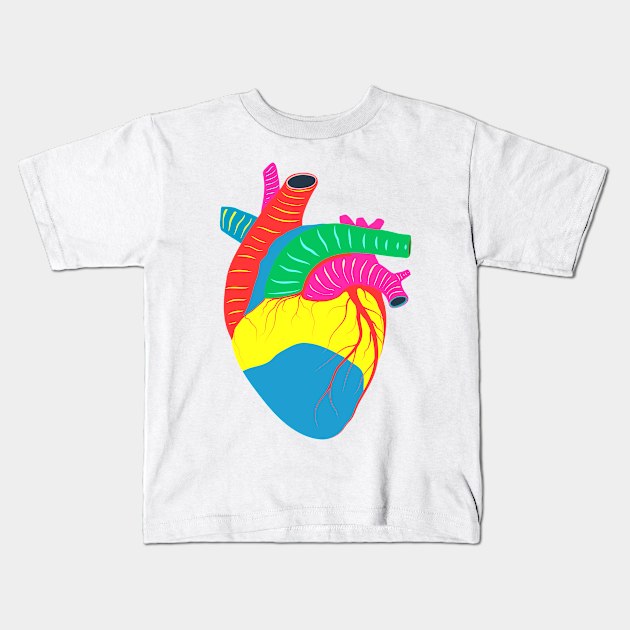 heart colorful anatomy Kids T-Shirt by Mako Design 